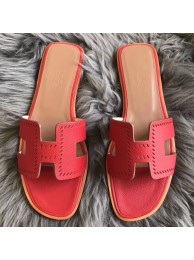 Hermes Oran Perforated Sandals In Red Epsom Leather HT01137