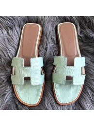 Hermes Oran Sandals In Aqua Lizard Leather HT00507