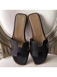 Hermes Oran Sandals In Black Epsom Leather HT00729
