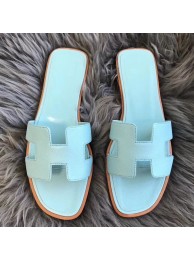 Hermes Oran Sandals In Blue Atoll Epsom Leather HT00191