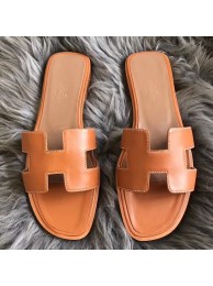 Hermes Oran Sandals In Brown Swift Leather HT00704