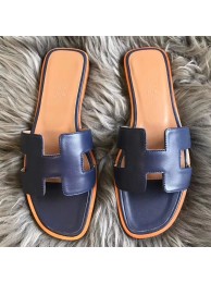 Hermes Oran Sandals In Navy Swift Leather HT01071