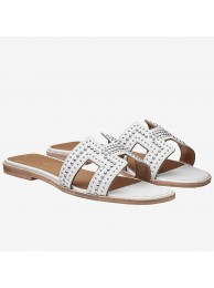 Hermes Oran Studs Sandals In White Leather HT00567