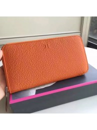 Hermes Orange Clemence Azap Zipped Wallet HT01116