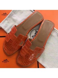 Hermes Orange Crocodile Oran Sandals HT01239