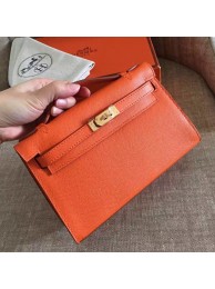Hermes Orange Epsom Kelly Pochette Handmade Bag HT00232