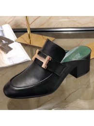 Hermes Paradis Mule In Black Calfskin Leather HT00090