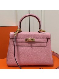 Hermes Pink Clemence Kelly 20cm GHW Bag HT00908