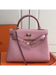 Hermes Pink Clemence Kelly 25cm GHW Bag HT00800