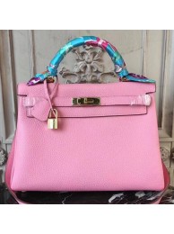 Hermes Pink Clemence Kelly 28cm Bag HT00425