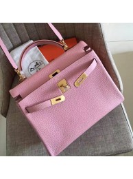 Hermes Pink Clemence Kelly Retourne 32cm Handmade Bag HT00911