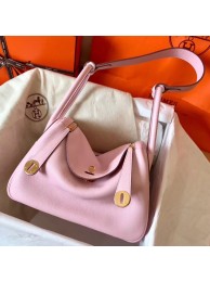 Hermes Pink Lindy 26cm Clemence Handmade Bag HT01255