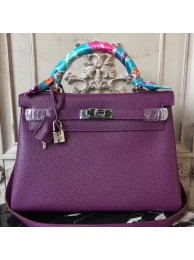 Hermes Purple Clemence Kelly 28cm Bag HT00306