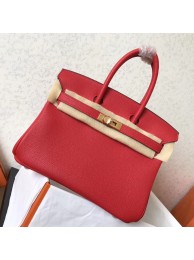 Hermes Red Clemence Birkin 25cm Handmade Bag HT00032
