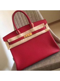 Hermes Red Clemence Birkin 35cm Handmade Bag HT00406