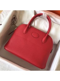 Hermes Red Clemence Bolide 27cm Handmade Bag HT00946