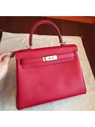 Hermes Red Epsom Kelly 32cm Sellier Handmade Bag HT00371