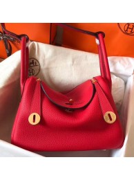 Hermes Red Lindy 30cm Clemence Handmade Bag HT00939