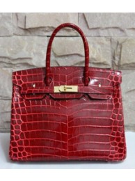 Hermes Red With Indigo Piping Goatskin Birkin 30cm Bag HT01355