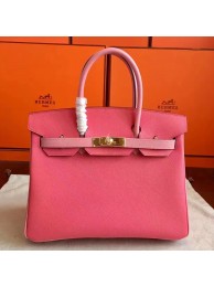 Hermes Rose Lipstick Espom Horseshoe Brikin 30cm Handmade Bag HT00599