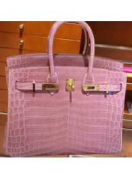 Hermes Rose Pink Birkin 30cm Crocodile Niloticus Shiny Bag HT20019