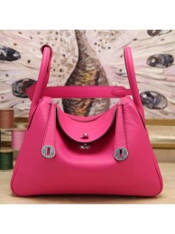 Hermes Rose Red Clemence Lindy 30cm Bag HT01084