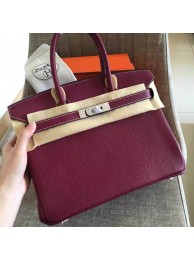 Hermes Ruby Clemence Birkin 35cm Handmade Bag HT00673