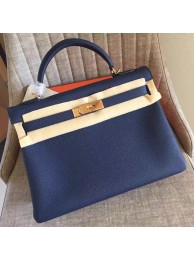 Hermes Sapphire Clemence Kelly Retourne 32cm Handmade Bag HT01165