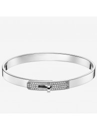 Hermes Silver Small Kelly Bracelet With Diamonds HT00373