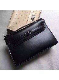 Hermes So Black Kelly Pochette Handmade Bag HT01287