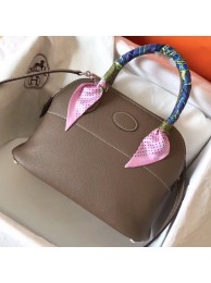 Hermes Taupe Clemence Bolide 27cm Handmade Bag HT00692