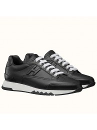 Hermes Trail Sneaker In Black Calfskin Leather HT01350