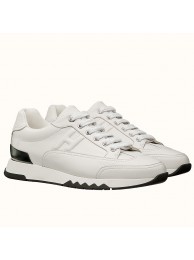 Hermes Trail Sneaker In White Calfskin Leather HT00734