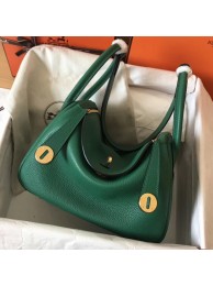 Hermes Vert Vertigo Lindy 26cm Clemence Handmade Bag HT00439