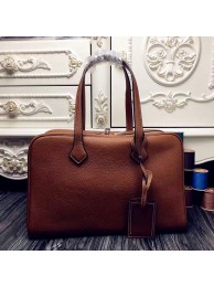 Hermes Victoria II 35cm Bag In Brown Leather HT01234