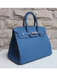Hermes Bule Clemence Birkin 35cm Handmade Bag HT01171