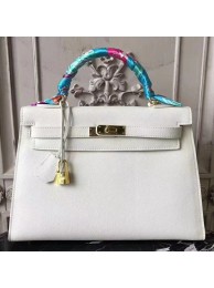 Hermes White Epsom Kelly 32cm Sellier Bag HT00115