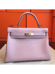 High Quality Fake Hermes Rose Dragee Swift Kelly Retourne 32cm Handmade Bag HT00498