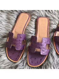 Hot Hermes Oran Sandals In Purple Ostrich Leather HT01319