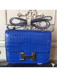 Hot Imitation Hermes Blue Constance MM 24cm Crocodile Bag HT00859