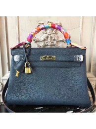 Hot Imitation Hermes Navy Blue Clemence Kelly 28cm Bag HT00063