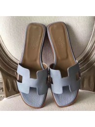 Hot Imitation Hermes Oran Sandals In Blue Lin Epsom Leather HT01257