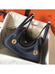 Hot Replica Hermes Dark Blue Lindy 30cm Clemence Handmade Bag HT00340