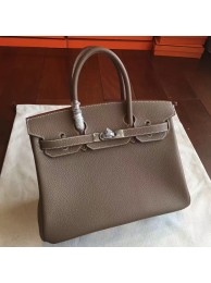 Imitation AAA Hermes Etoupe Clemence Birkin 25cm Handmade Bag HT00256