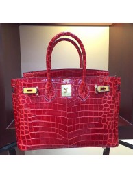 Imitation Hermes Birkin 30cm 35cm Bag In Red Crocodile Leather HT00405