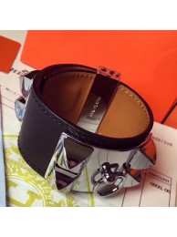 Imitation Hermes Black Epsom Collier de Chien Bracelet Size S HT00235