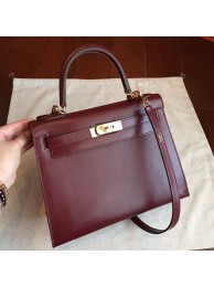 Imitation Hermes Bordeaux Box Kelly Retourne 28cm Handmade Bag HT00117