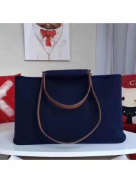 Imitation Hermes Cabag Elan Bag In Dark Blue Canvas HT00153