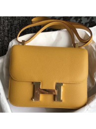 Imitation Hermes Epsom Constance 24cm Jaune Handmade Bag HT01161