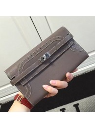 Imitation Hermes Kelly Ghillies Wallet In Etoupe Swift Leather HT00551